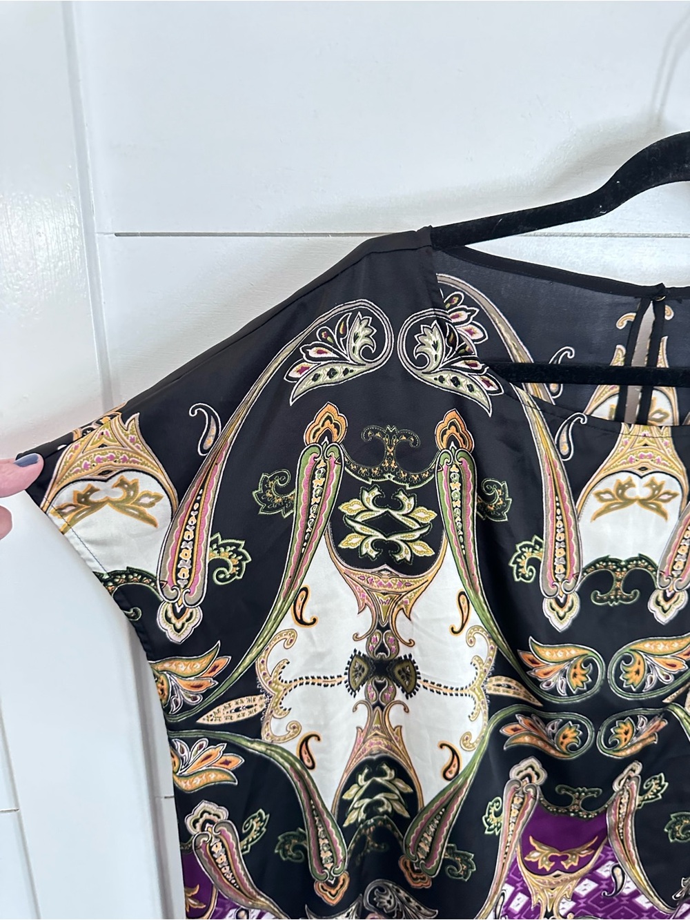 Vince Camuto 2X Satin classic short sleeve old money coastal lightweight blouse - Picture 5 of 11